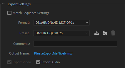 Premiere Pro format setting
