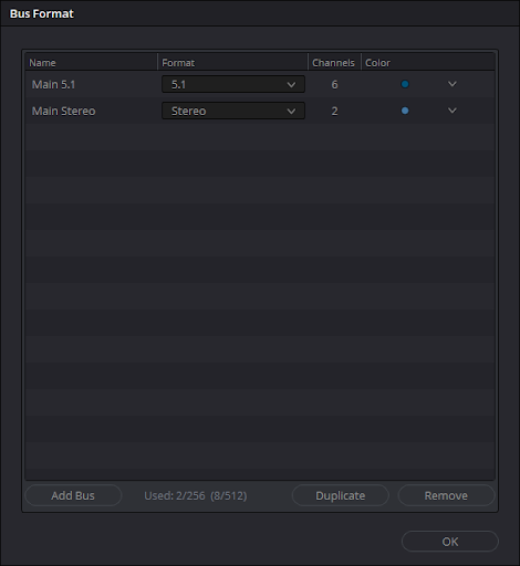 Audio bus setting