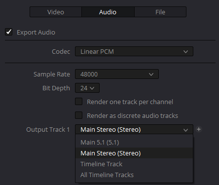 Select stereo bus for output